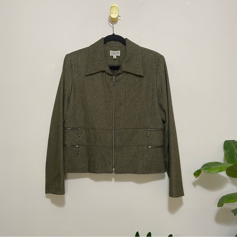 J’Envie New York Olive Green Structured Zipper Jacket